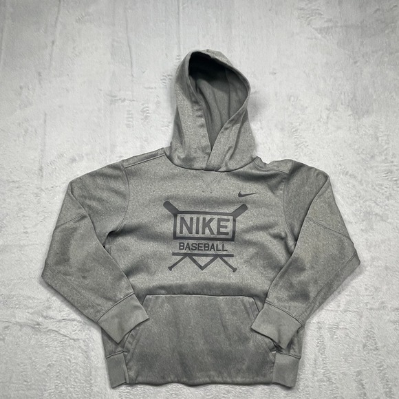 Nike Other - Nike Baseball Hoodie Boys Medium Gray Dri-FIT Pullover Sweatshirt Graphic